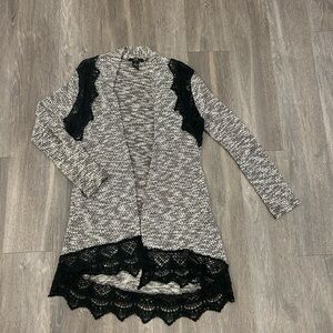 Rain Black and Gray Lace Cardigan